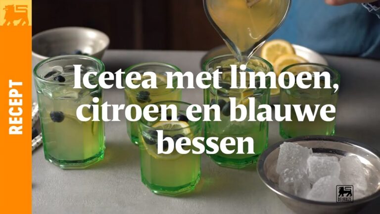 Icetea met limoen, citroen en blauwe bessen